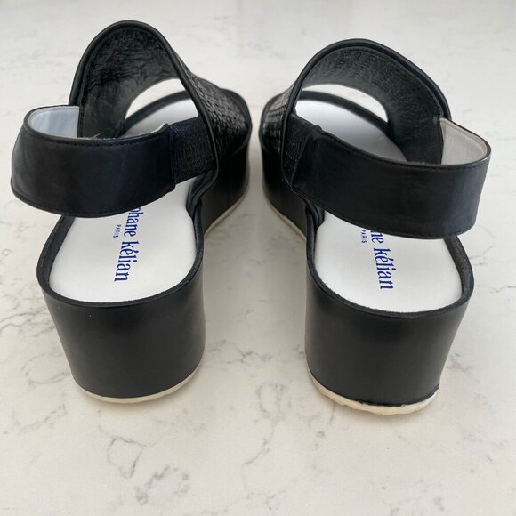 Stephane Kelian Paris Woven Sling Back Platform Sandals Black + White Sz 40 - Picture 5 of 13